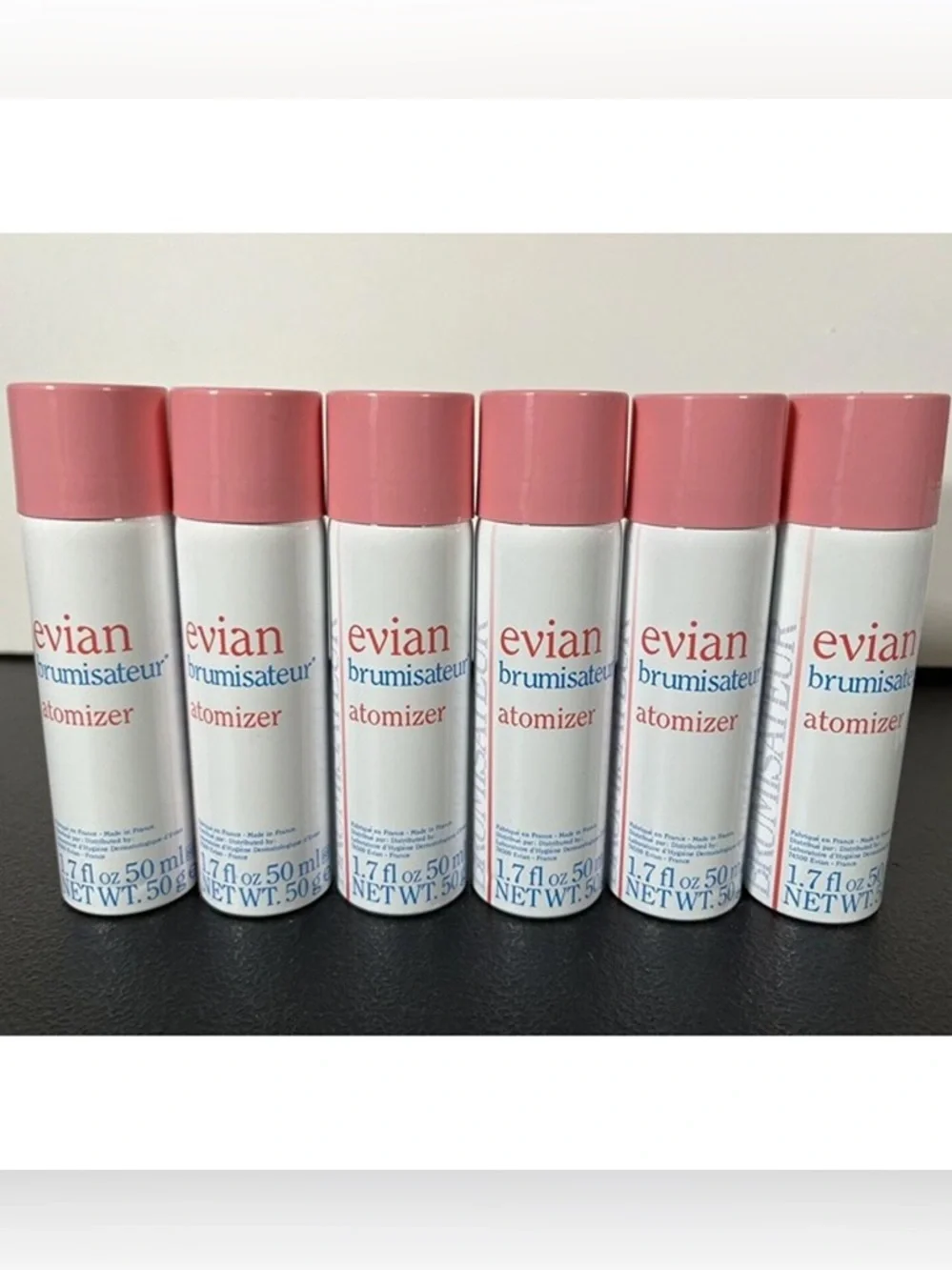 RARE VINTAGE 1980s Evian Brumisateur Atomizer Spray White Pink NEW 6 Pc Set